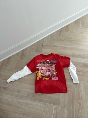 Red Layered-Look Long Sleeve Graphic Tee